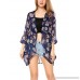 Uniboutique Women's Floral Kimono Summer Beachwear Cover up Boho Chiffon Cardigan Tops Navy Blue B07C1LSSNH